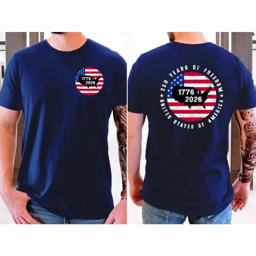America 250th Anniversary Shirt Patriotism Independence Day TShirt 1776 2026 USA Map Flag Tee Men Women Casual Cotton Tops