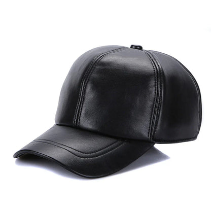 New 2026 Street Hip Hop Hat Leather Hat Fashion Adult Leather Hat Men's Warm Leather Baseball Cap Male Men Outdoor Windproof Hat