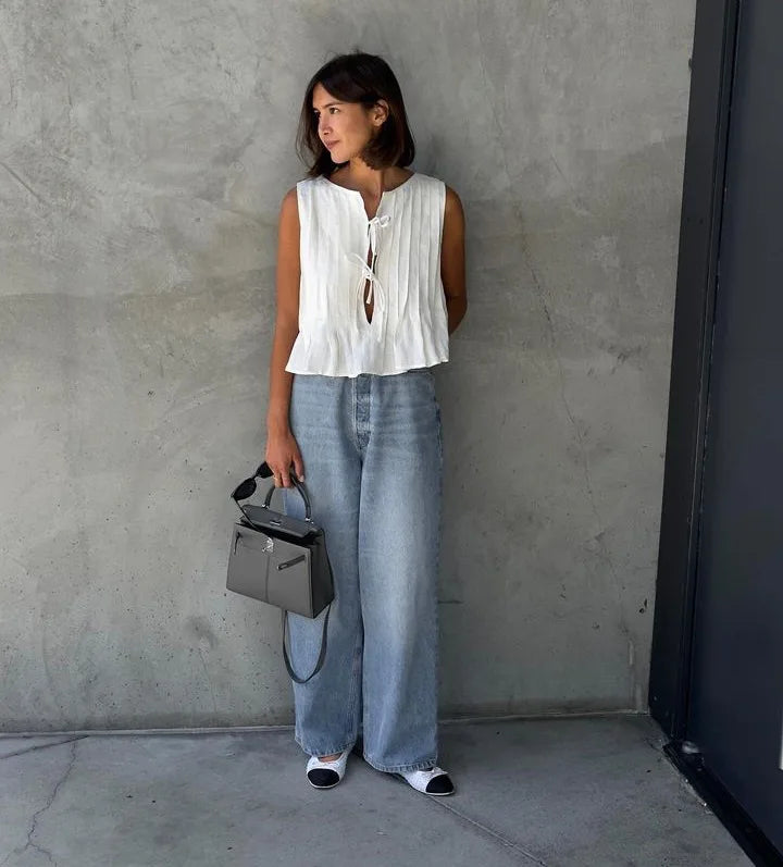 White Bandage Ribbed Tank Top Shirts For Women Hollow Out Sleeveless Slim Summer Fashion Vest Women's Lace-Up Vest Y2k Top