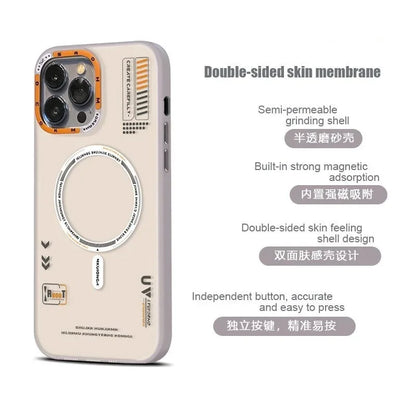 Magnetic Phone Case For iPhone 17 16 15 14 13 Pro Max Air Magsafe Wireless Charge Frosted Metal Lens Frame Buttons Cover