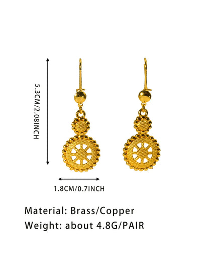Women's 24K Gold Tassel Earrings, AU999 | "Tranquility" engraving with thread motifs, subtle professionalism for daily wear.
