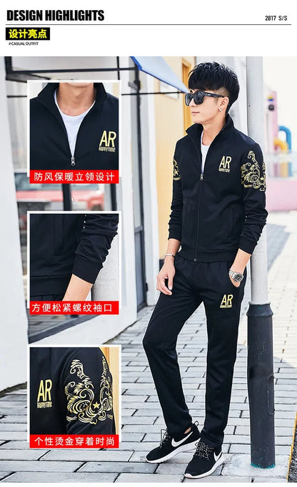 Plus Size 5XL 6XL Men's Tracksuit Autumn Clothes Sportswear Two Piece Set Men Jacket Sweatpants Male Sweatsuit Sports Suits Sets