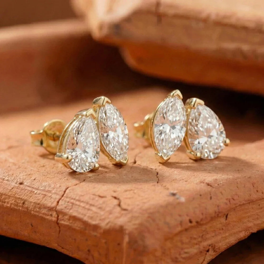 4cttw Marquise&Pear Cut Moissanite Stud Earrings with Certificate 2Diamond Ear Studs for Women Wedding S925 Silver Fine Jewelry