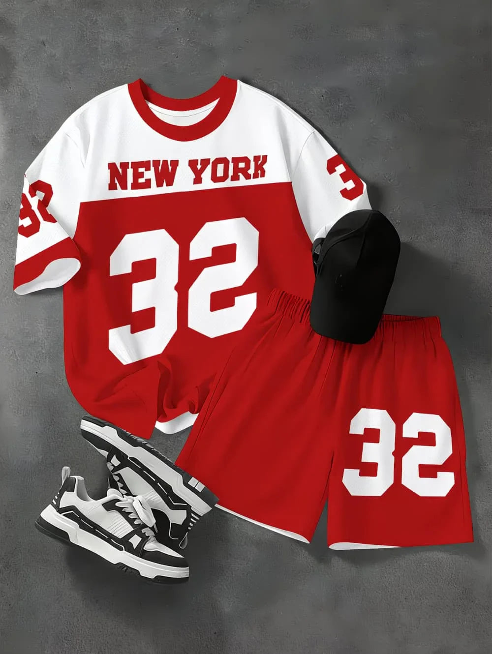 Fashiona Number Digital Printed Jersey Boy Short Sleeve Loose Fit Shorts and T-Shirt Set Sporty Outdoor Quick Drying 2pc Boy Set
