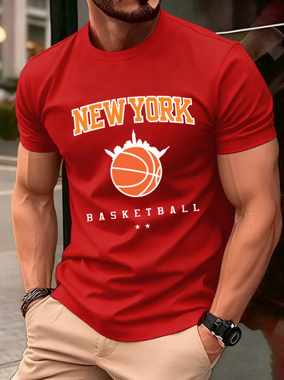 New York Basketball Game Print Men T Shirts Hip Hop O-Neck T-Shirt Soft Cotton Male Sportswear Casual Comfortable Clothes