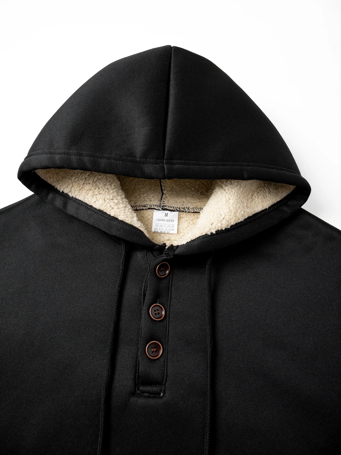 Men's Half Button Hoodie Thicken Winter Hooded Sweatshirts Retro Warm Fleece Knit Sweater Outdoor Running Sports Casual Pullover