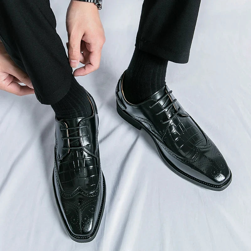 Brock British Korean version high-end suit shoes wedding small leather shoes men's business formal wear trendy men's shoes