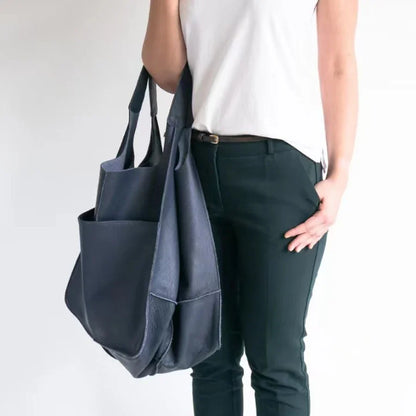 Fashionable and minimalist large bag with soft leather and large capacity shopping bag for women, one shoulder hand-held large b