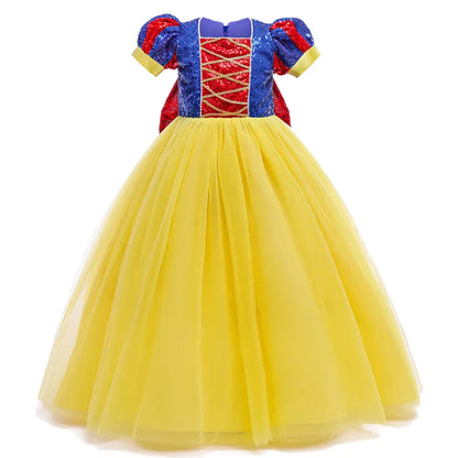 Sequins Girl Snow White Fancy Dress Kids Carnival Christmas Party Princess Costume Children Birthday Performance Clothes
