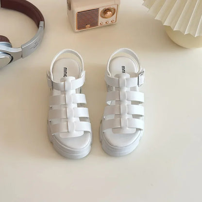 2025 Summer New Children Fashion Sandals for Girls American Style Soft Thick Sole Non-slip Versatile Cool Woven Roman Beach Shoe