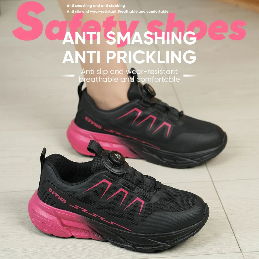 Women Safety Shoes Steel Toe Work Boots Breathable Puncture Proof Sport Work Sneakers Comfortable Construction Security Boots