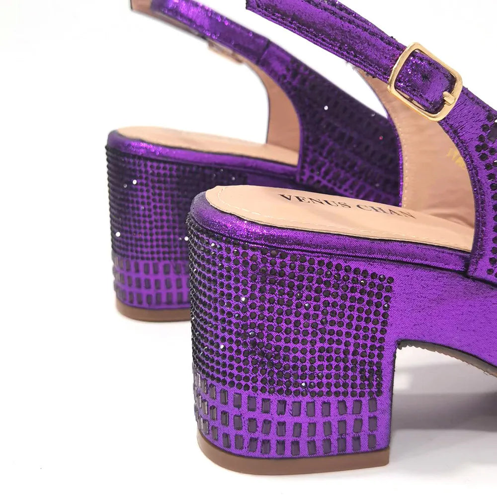 Wedding Shoes for Women Bride Platform Heels Italian Full Drill Design Elegant Shoes and Bags Matching Set