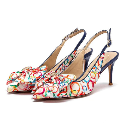 Heel 2024 Women's High Heels New Bow Pointed Sandals Women's Party Wedding Shoes 7cm