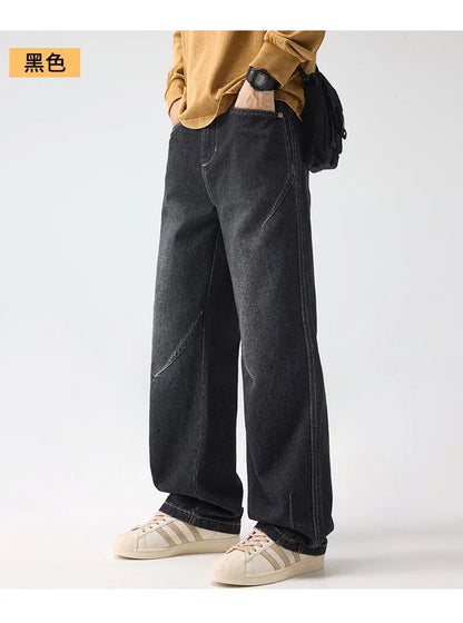 Men's Trendy Jeans All-Season Cotton Blend Straight-Leg Pants - Fashionable Minimalist Versatile Casual Denim Trousers M-4XL