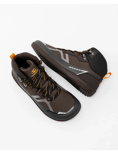 Unisex Mid Top Barefoot Shoes Mens Womens Wide Toe Artificial Leather Hiking Boots Outdoor Non-Slip Trail-Running Shoes