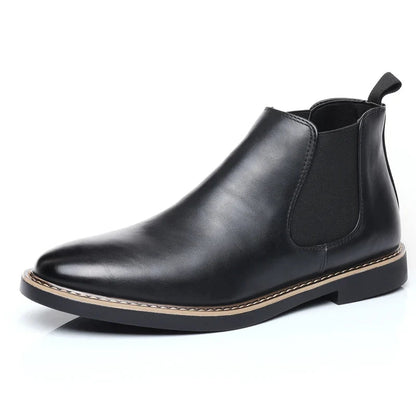 39~47 Men Chelsea Boots Brand Retro Comfortable PU Leather Ankle Boots Men 2025 Fashion Black Brown Mens Boots