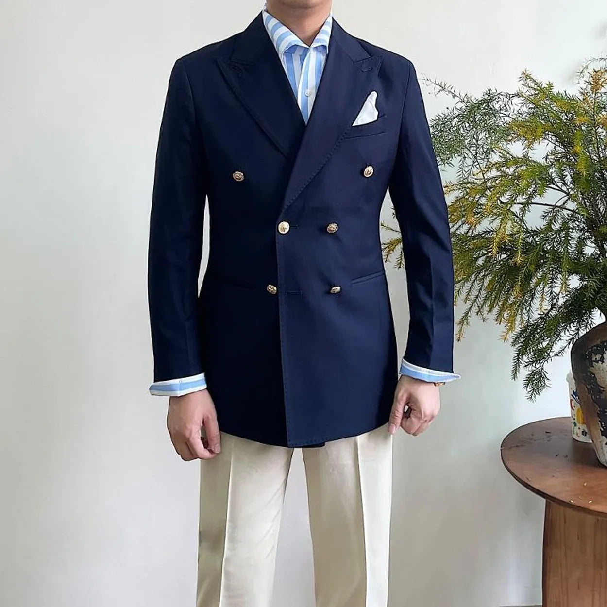 Suit For Mens Groom's Wedding 1 Pieces Slim Fit Blazer Wide Shawl Lapel Luxury Men Suit Custom Made Tuxedo Gold Button