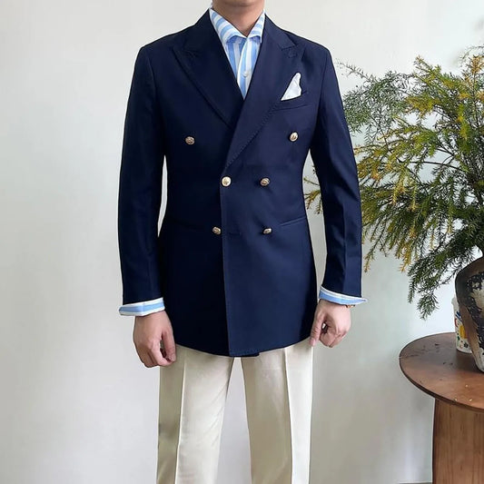 Suit For Mens Groom's Wedding 1 Pieces Slim Fit Blazer Wide Shawl Lapel Luxury Men Suit Custom Made Tuxedo Gold Button