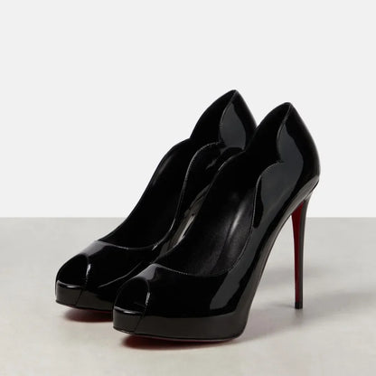 Patent Leather Stiletto High Heels Hot Chick Platform Sandals Sexy Peep Toe Large Size Sexy Party Women's Shoes Sandalias Mujer