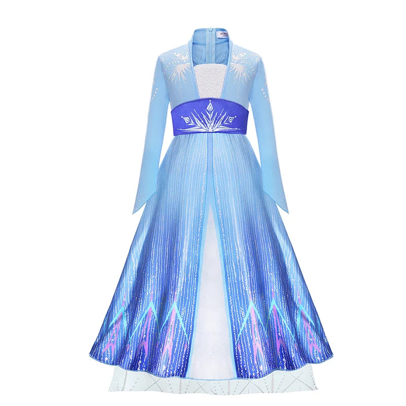 2-10Y Kids Prium Cosplay Elsa Anna Costume Dress 2025 Winter Long Mesh Princess DressGirl Christma Carnival Clothes Ball Gown
