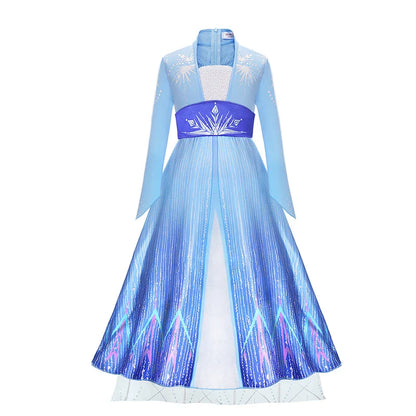 2-10Y Kids Prium Cosplay Elsa Anna Costume Dress 2025 Winter Long Mesh Princess DressGirl Christma Carnival Clothes Ball Gown