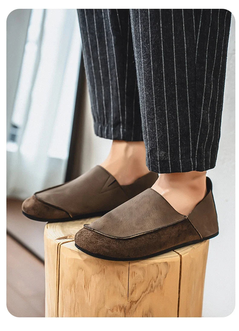 Man Loafers Outdoor Walking Fashion Mens Casual Shoes Soft Leather Comfort Half Slippers Breathable Lazy Driving Shoes