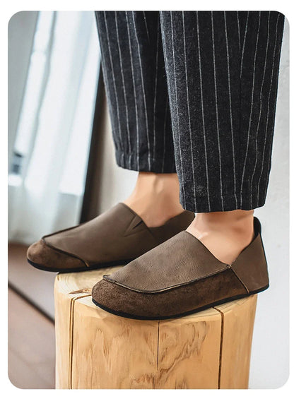 Man Loafers Outdoor Walking Fashion Mens Casual Shoes Soft Leather Comfort Half Slippers Breathable Lazy Driving Shoes