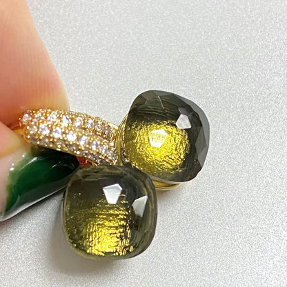 Classic Candy Color Earrings Inlay Transparent Zircon 27Colors Crystal Earrings Rose Gold Plated Fashion Jewelry For Women