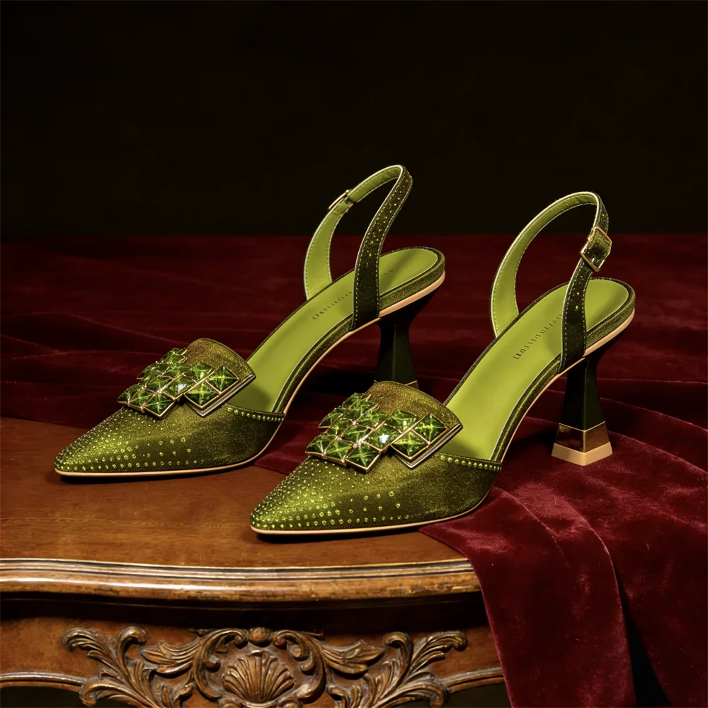 2026 Chic Italian Pointed Toe High Heels with Elegant Rhinestone Accents - Stylish Women's Footwear Perfect for Parties