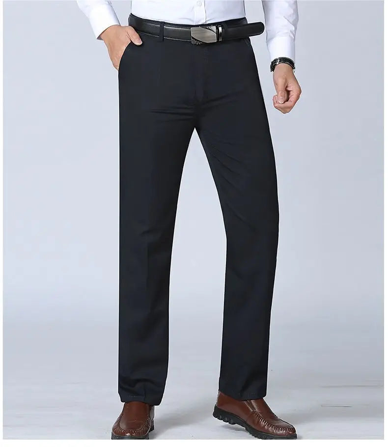 Summer Thin Pants Men's 100% Cotton Autumn Thick Trousers Fashion Brand Cargo Pants Smart Casual Solid Khaki Gray Suit Pant