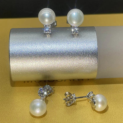 0.1ct 0.3ct Moissanite Pearl Earrings Women S925 Sterling Silver with White Gold Plated Wedding Party Designer Earring