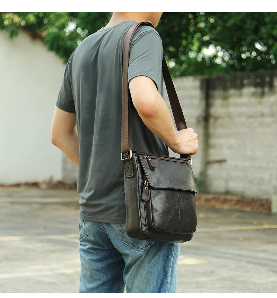 Men's Bags Genuine Leather Messenger Bag Crossbody Shoulder Bags For Male Casual Handbag Men Sling Pack For Work Business
