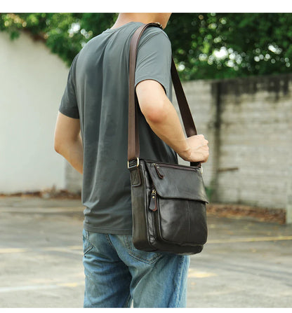 Men's Bags Genuine Leather Messenger Bag Crossbody Shoulder Bags For Male Casual Handbag Men Sling Pack For Work Business