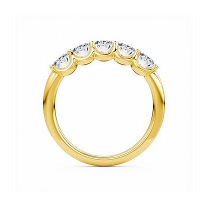 14K Yellow Gold Engagement Ring GRA Certified Moissanite Row Band 5 Stone 1.5ctw 100% Authentic for Women Wedding Jewelry