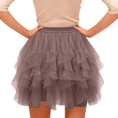 Women's Tulle Tutu Skirt Fashion Solid Color High Waist Mesh Skirt A-line Puff Skirt Cute Cake Skirt Cute Ballet Ball Half Skirt