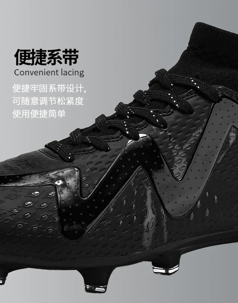 Adult Professional FG/TF Soccer Shoes Non-Slip Long Spike Football Boots Young Kids High Ankle Cleats Grass Soccer Sneakers ﻿