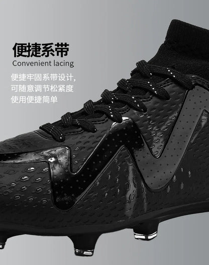 Adult Professional FG/TF Soccer Shoes Non-Slip Long Spike Football Boots Young Kids High Ankle Cleats Grass Soccer Sneakers ﻿