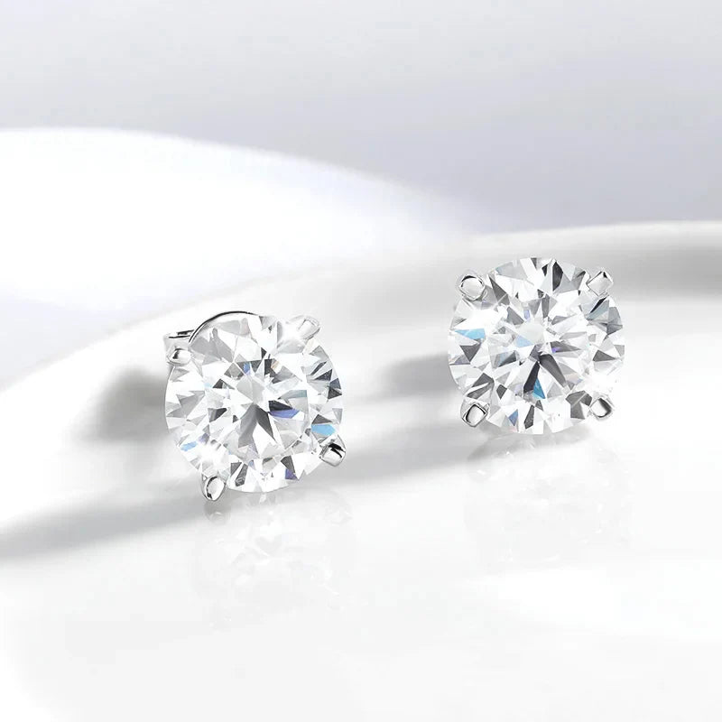 0.2-2CT Certified Moissanite Stud Earrings for Women 4 Claw Sparkling Wedding Party Jewelry Sterling Silver S925