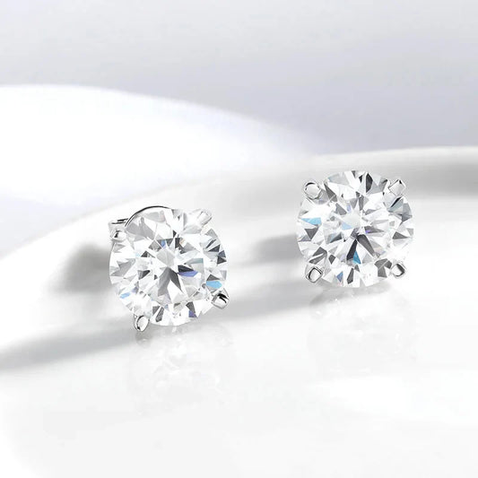 0.2-2CT Certified Moissanite Stud Earrings for Women 4 Claw Sparkling Wedding Party Jewelry Sterling Silver S925