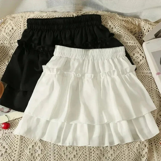 White Ball Gown Skirts Women Fashion Slim Fit Mini Skirts Giris Y2k All Match Elastic High Waist Black Faldas Goth