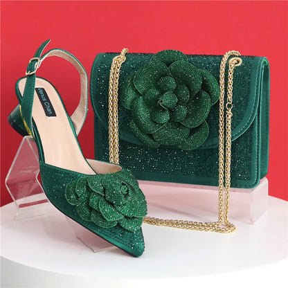Italian Design Fashion Banquet Bags And Comfortable Mid-heel Hollow Pointed Shoes Are Suitable For parties Or Commuting