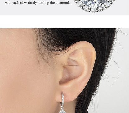1CT Pear Cut Moissanite Earrings for Women S925 Pure Silver Laboratory Cultivated Diamonds Elegant Wedding Jewelry