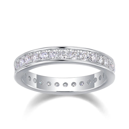 D VVS1 All Moissanite Ring S925 Silver Plated 18k White Gold Fine Eternity Bands Engagement Wedding Rings for Women Man