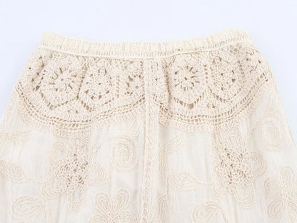 Women's Summer Knitted Boho Fringe Midi Skirt, Lightweight and Breathable, Perfect for Beach Play and Vacation
