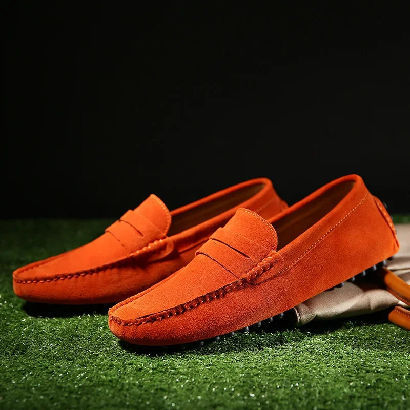 High Quality Suede Men Casual Shoes Non-slip Mens Driving Shoes Slip on Flats Loafers Leather Shoes 10 Colors Size 38-49