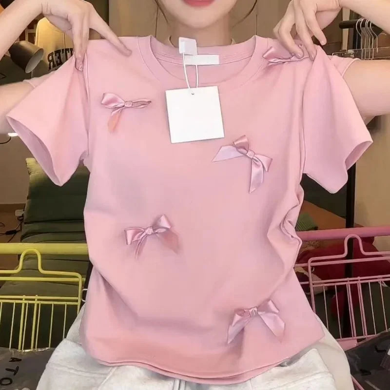 2026 Summer Kawaii Sweet Y2k Crop Tops Woman Casual Slim Long Sleeve Blouse Solid Korean Fashion Bodycon Pullover Office Lady