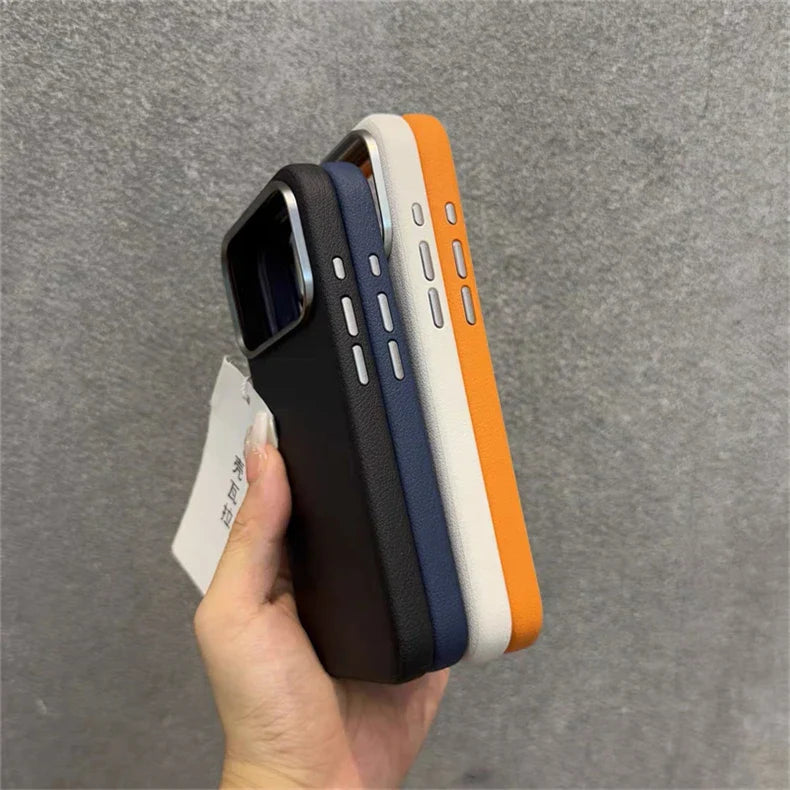 Magnetic Leather Case For iPhone 17 Pro Max 17 Ari MagSafe Silicone Border Protect Back Cover Shell With Ai Button Bumper