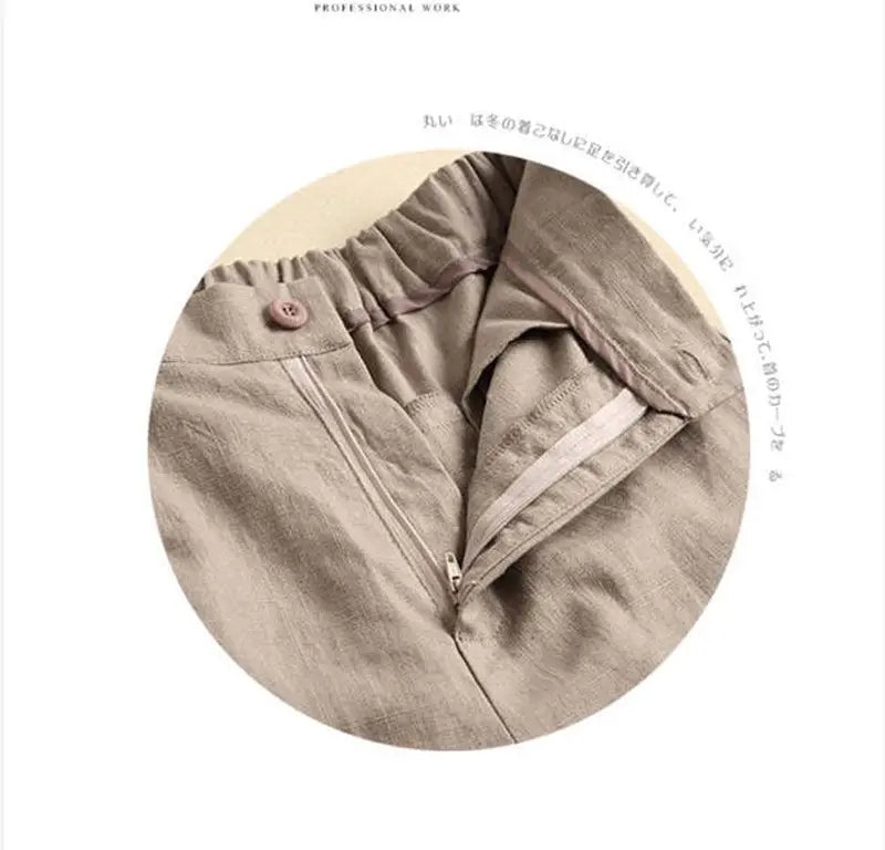 Khaki Solid Casual Linen Cotton Elastic High Waist Wide Leg Button Loose Women's Shorts Korean Fashion Summer Shorts Women 2024