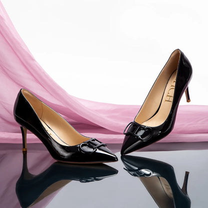 Solid Colour Classic Style New Women's Single Shoes Retro Simple Exquisite Workmanship Versatile Women's High-heeled Shoes