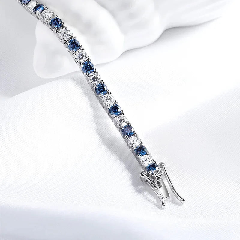 Certified 3/4/5mm Full Moissanite Diamond Tennis Bracelets for Women Man Colorful Gem Sparkling 925 Sterling Silver Chain